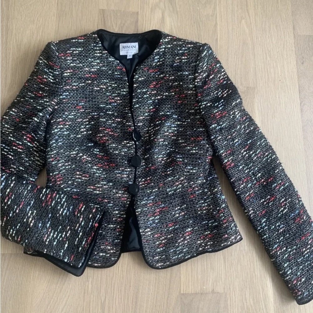 Armani Collezioni Metallic Tweed Evening Jacket Size 42